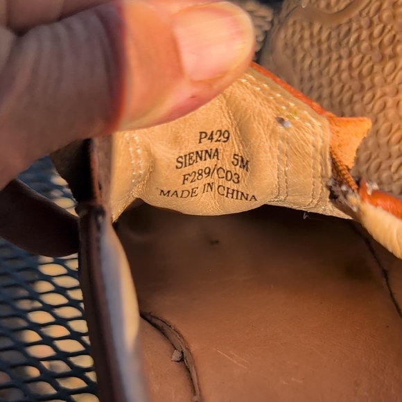 COACH  Blue and Tan Leather Slide On Mules with Red Accent sz 5 M - Picture 6 of 7